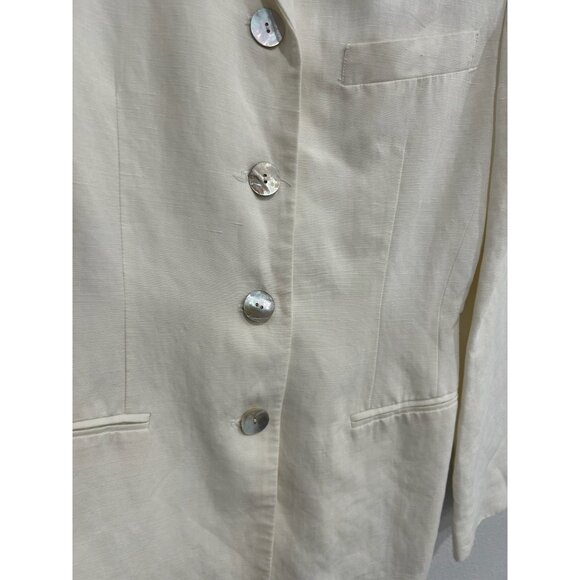 Separate Elements Cream Linen Blend Blazer Jacket Button Front Long Sleeve Sz 6P - Picture 4 of 9
